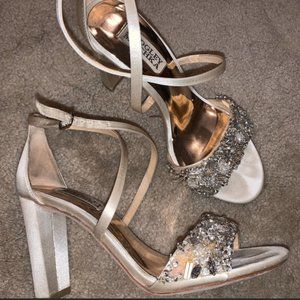 Badgley Mischka Beaded Satin Heels